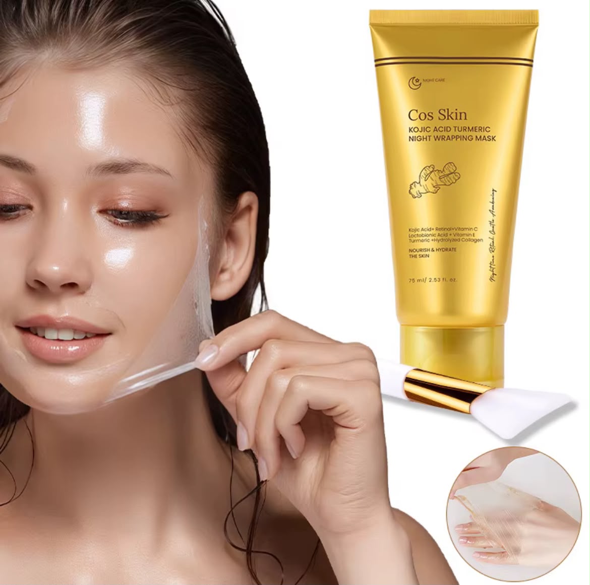 Masque de Nuit Éclat au Curcuma & Acide Kojique – Peau Lumineuse au Réveil ✨
