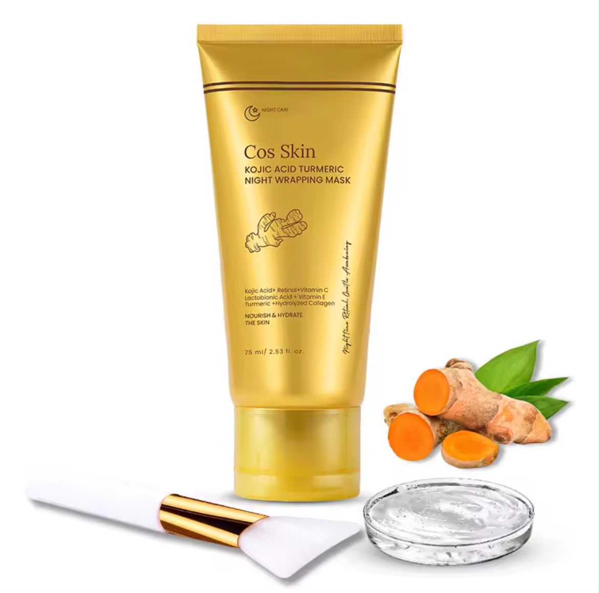 Masque de Nuit Éclat au Curcuma & Acide Kojique – Peau Lumineuse au Réveil ✨