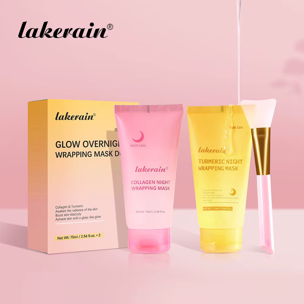 Pack Glow Overnight™ – Duo Masques de Nuit Collagène & Curcuma | Skinora